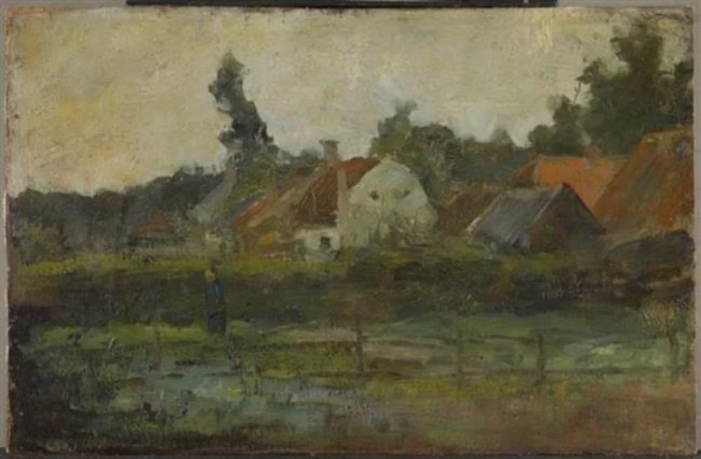 Fabbricati agricoli con recinzione in primo piano - Kunstmuseum Den Haag